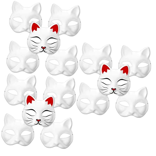 BESPORTBLE 15 Weiße Katzenpapiermasken zum Bemalen Leichte DIY Blanko Masken mit Aussparungen für Augen Kreative Tiermasken für Karneval Maskenball Cosplay und Partyspaß von BESPORTBLE