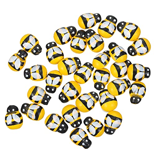 BESPORTBLE 150stücke Mini Bienen Ornamente Aus Holz Selbstklebende Deko Für Garten Und Basteln Niedliche Mikrolandschaftsdekoration Für Karten Und Bienenhandwerk von BESPORTBLE