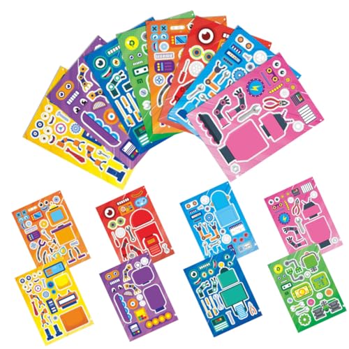BESPORTBLE 16 Blatt Teiliges DIY Roboter Puzzle Aufkleber Bunte Cartoon Roboter Jigsaw Decals Kinderfreundliche Party Deko und Mitgebsel Glatte Oberfläche Einfache Anwendung Sichere von BESPORTBLE
