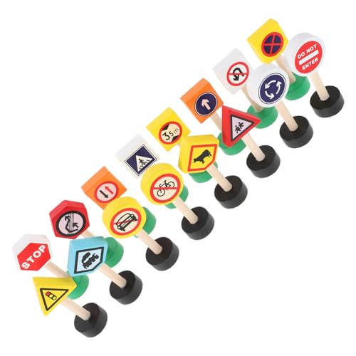 BESPORTBLE 16 Stück Teiliges Holz Spielset mit Verkehrsschildern für Pädagogisches Lernspielzeug für Kleinkinder Verkehrssicherheit und Selbstbewusstsein für Vorschulbereich und Kreatives von BESPORTBLE