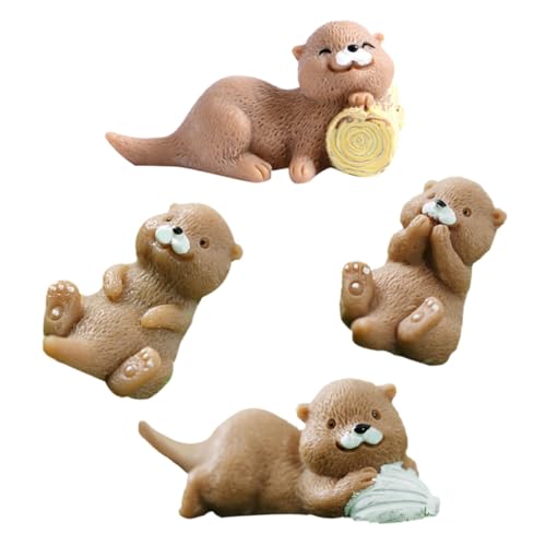 BESPORTBLE 16 Teiliges Miniatur Otter Figuren aus Resin Detailreiche Otter Deko für DIY Basteln Kuchen und Heimterrarium Verzierung Geeignet für Garten Balkon und Kleine Teiche von BESPORTBLE