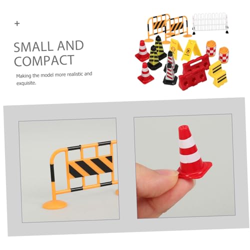 BESPORTBLE 18 Stück Teiliges Mini Verkehrszeichen Set mit Straßensperren und Warnkegeln Realistisches Verkehrsbarriere Modell für Lernspiele Sandkästen Kinderpartys und Verkehrssicherheit von BESPORTBLE