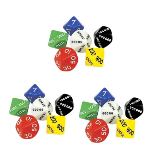 BESPORTBLE 18 Teiliges Würfelset Kunststoff Spielwürfel Mehrseitige Zahlenwürfel Party Zubehör für Brettspiel Kartenspiel mit Wert Würfeln Leicht Robust für Zuhause und Party von BESPORTBLE