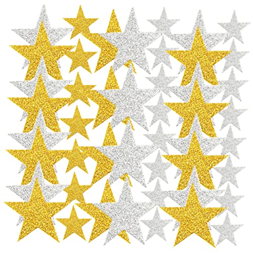 BESPORTBLE 180 Stück Eva Glitter Stern Aufkleber für DIY Basteln Belohnung Weihnachten Dekoration Selbstklebend Funkelnd in Gold für Karten Geschenkverpackung von BESPORTBLE