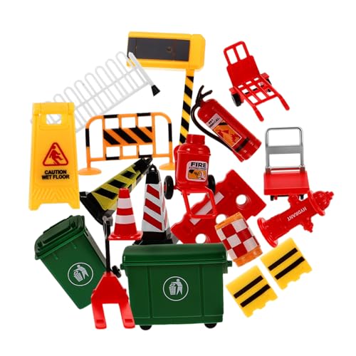 BESPORTBLE 19 Stück Teiliges Miniatur Verkehrsbarrieren Spielset für Verkehrszeichen und Zäunen Pädagogisches Lernspielzeug zur Verkehrssicherheit Tragbar und Einfach zu Lagern Geeignet für von BESPORTBLE
