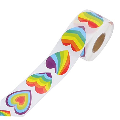BESPORTBLE 1Rolle Regenbogen Herzaufkleber DIY Rainbow Herz Sticker Für Bastelprojekte Selbstklebende Aufkleber Für Handwerk Dekoration Und Versiegelung von BESPORTBLE