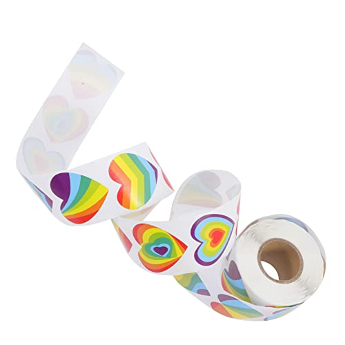 BESPORTBLE 1Rolle Regenbogen Herzaufkleber Selbstklebende DIY Aufkleber Für Handwerksprojekte Scrapbooking Umschläge Und Versiegelungen Herzabziehbilder Praktischer Rolle von BESPORTBLE