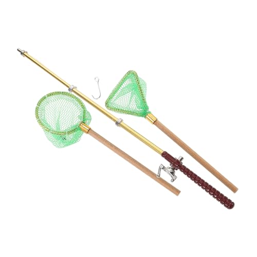 BESPORTBLE 1Satz Angelruten Mit Fischernetz Für Puppenhaus Angelrute Und Mini Fischernetz Dekoration Für Modelle Und Miniaturwelten Für Kreative Spiele Und Dekoideen von BESPORTBLE