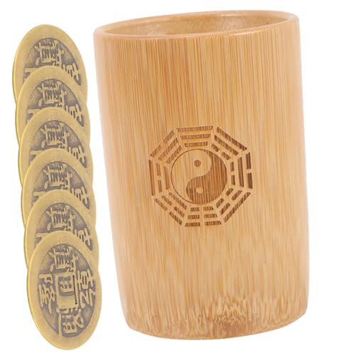 BESPORTBLE 1Satz Bambus Wahrsage Eimer Mit Chinesischen Kupfermünzen Und Quadrat Diagramm Wahrsage Spiele Für Feng Shui Und Divination von BESPORTBLE