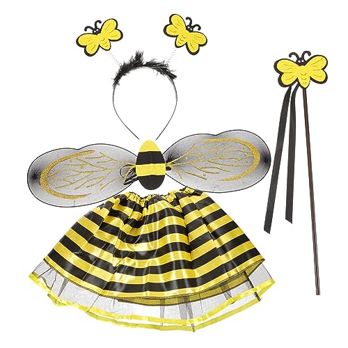 BESPORTBLE 1Satz Bienen Cosplay Kostümset Für Teiliges Mit Rock Haarreif Zauberstab Für Partys Karneval Bezauberndes Design Für Kleine Bienenliebhaber von BESPORTBLE