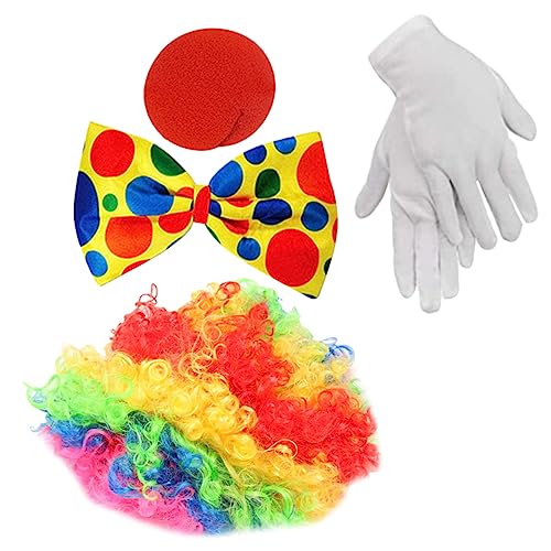 BESPORTBLE 1Satz Clown Kostümzubehör Teiliges mit Clownsnase Handschuhen Perücke für Halloween Karneval Themenpartys von BESPORTBLE