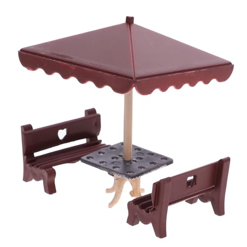 BESPORTBLE 1Satz DIY Modell Für Puppenhaus Gartenbank Und Parasol Mini Kunststoffbankmodell von BESPORTBLE