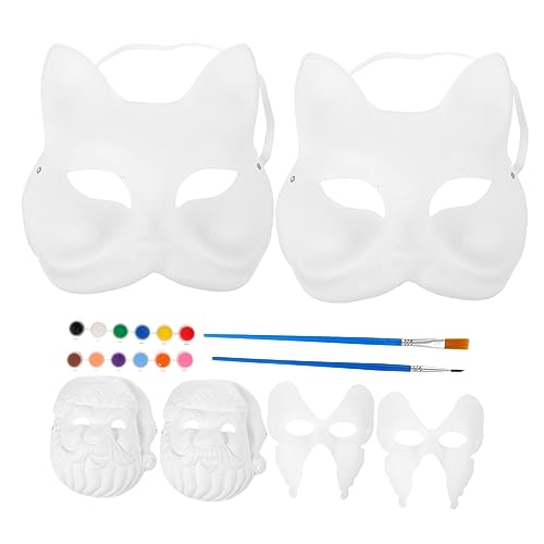 BESPORTBLE 1Satz DIY Papiermaske Teilig Bemalbare Weiße Masken für Erwachsene für Maskerade Halloween Partys Kreative Dekoration Farben und Pinsel von BESPORTBLE