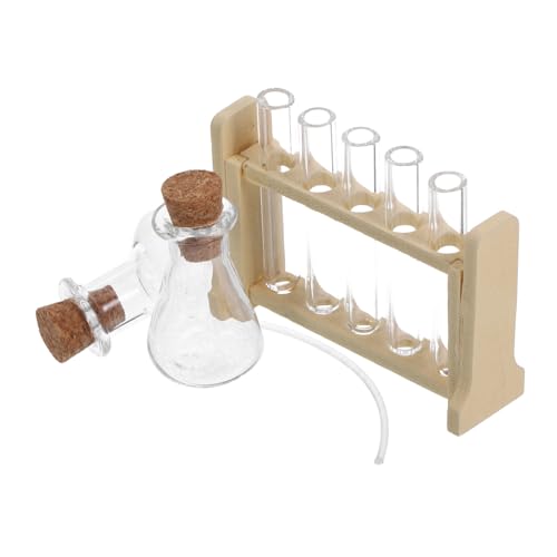 BESPORTBLE 1Satz Dollhouse Experimentier Mit Simulation Reagenzglas Und Röhrchenständer Für Mini Laborspielzeug Für Kreative Experimente Im Puppenhaus Holzfarbe von BESPORTBLE