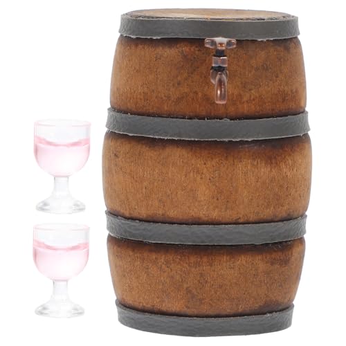 BESPORTBLE 1Satz Dollhouse Mit Weinfass Und Bierfass Figuren Weinbechern Für Puppenhaus Dekoration Und Weihnachten Holzfass Modelle von BESPORTBLE