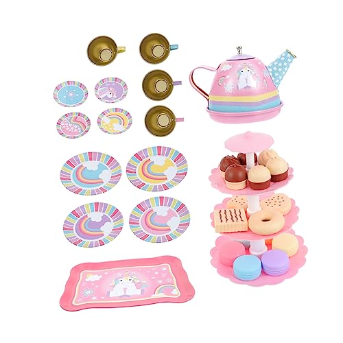 BESPORTBLE 1Satz Einhorn Teeservice Set Für Imitation Teekannen Set Mit Teiligem Dessert Turm Im Tragetasche Teepartys Und Rollenspiele Leuchtende Farben von BESPORTBLE