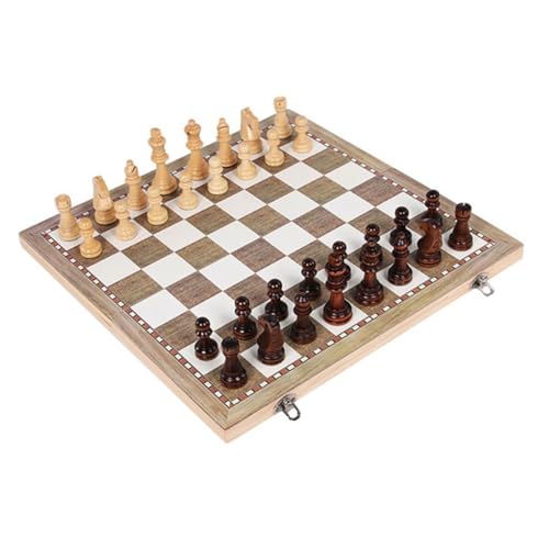 BESPORTBLE 1Satz Faltbares Schachspiel Aus Holz Schachbrett Naturholzoptik Für Erwachsene Lernspielzeug Für Schachliebhaber von BESPORTBLE