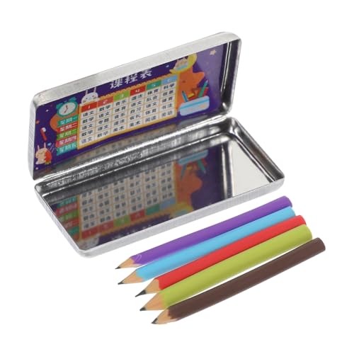 BESPORTBLE 1Satz Federmäppchen Für Puppenhaus Winziger Bleistiftbehälter Mit Briefpapier Und Bleistiftmodell Für Kreative Spielsz Szenen Und Puppendekoration von BESPORTBLE