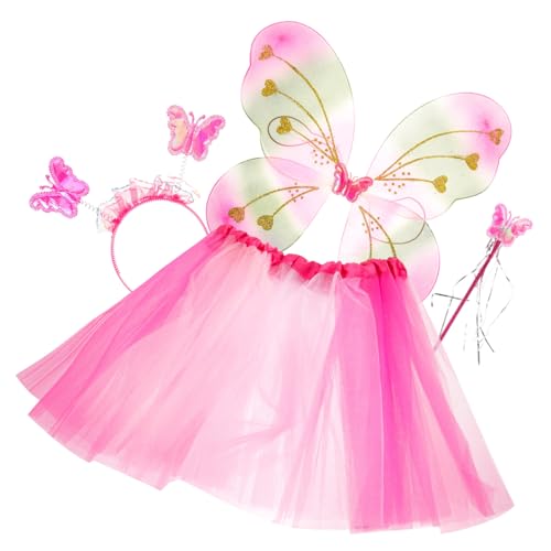 BESPORTBLE 1Satz Feenkostüm Für Regenbogen Tutu Rock Schmetterlingsflügel Zauberstab Stirnband Teiliges Für Karneval Kinderpartys von BESPORTBLE
