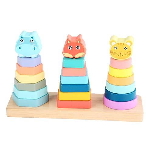 BESPORTBLE 1Satz Frühes Lernspielzeug Für Junge Mädchen Geometrischer Stapler Mit Bunten Ringen Und Tiermotiven Montessori Stapelturm Für Kleinkinder Ab Monaten Motorischen von BESPORTBLE