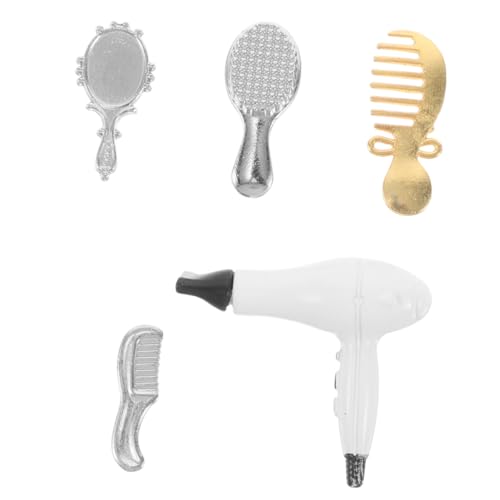 BESPORTBLE 1Satz Haar Styling Set Für Puppenhäuser Teiliges Legierungszubehör Mit Spiegel Und Haartrockner Friseursalon Für Puppenhaus Dekoration von BESPORTBLE