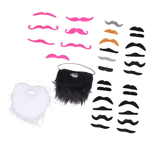BESPORTBLE 1Satz Halloween Falsche Schnurrbärte Selbstklebende Kostüm Gesichtsbehaarung für Halloween Cosplay Maskerade Partys Schwarze Große Weiße Schnurrbärte von BESPORTBLE