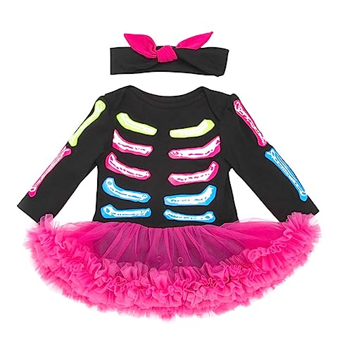 BESPORTBLE 1Satz Halloween Skelett Für Langarm Strampler Mit Stirnband Teiliges Atmungsaktives Material Für Halloween Partys Monate von BESPORTBLE
