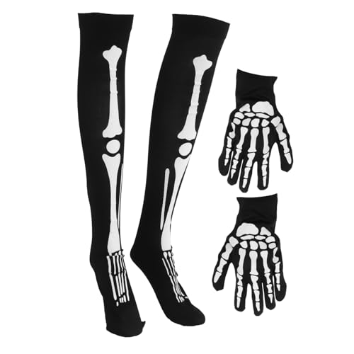 BESPORTBLE 1Satz Halloween Skelett und Lange Fingerlose Skelett Strümpfe und Vollfinger für Halloween und Party Cosplay Requisiten von BESPORTBLE