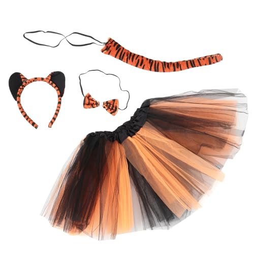 BESPORTBLE 1Satz Halloween Tiger Kostüm Set Haarreifen Mit Tigerohren Fliege Rock Teiliges Kostümzubehör Für Rollenspiele Und Partys von BESPORTBLE