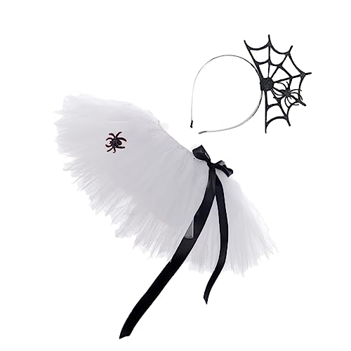 BESPORTBLE 1Satz Halloween Tutu Set Mit Kopfschmuck Für Weißes Spinnenmuster Cosplay Kostüm Für S Für Halloween Partys Verkleidungen von BESPORTBLE