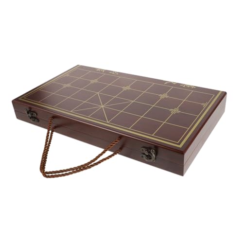 BESPORTBLE 1Satz Handgefertigtes Xiangqi Schachspiel aus Holz Tragbares Schachbrett mit Aufbewahrungsbox Elegantes Design für Reisen und Zuhause für Schachliebhaber und Familien von BESPORTBLE