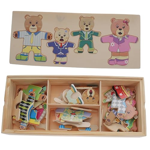 BESPORTBLE 1Satz Hölzernes Tier Puzzle Für Pädagogisches Puzzlespielzeug Mit Wechselbarer Kleidung Bär Kreatives Lernspielzeug Für Kleinkinder Und Vorschulkinder von BESPORTBLE