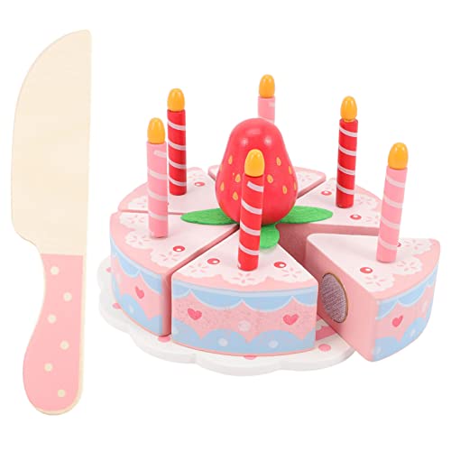 BESPORTBLE 1Satz Holz Geburtstagskuchen Schneidspielzeug Für Simuliertes Dessert Spielset Für Kinderküche Für Rollenspiele Und Kreative Teepartys von BESPORTBLE