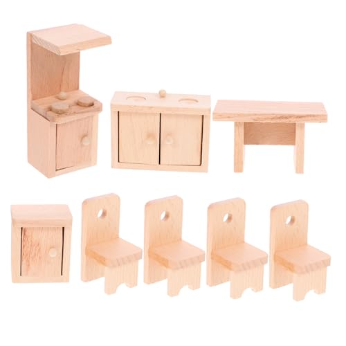 BESPORTBLE 1Satz Holz Möbel für Puppenhaus Esszimmermöbel mit Mini Stühlen und Hölzerne Miniaturmöbel für Kreative Spielideen und Fotorequisiten BESPORTBLE 1Satz Holz Möbel für Puppenhaus Esszimmermöbel mit Mini Stühlen und Hölzerne Miniaturmöbel für Kreative Spielideen und Fotorequisiten von BESPORTBLE
