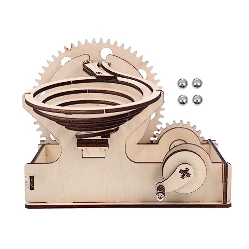 BESPORTBLE 1Satz Holz Puzzle Mechanisches Marmorlauf Mit Handkurbel Beweglichen Und Rollenden Kugeln DIY Lernspielzeug Aus Holz Für Kreativität Und Geschicklichkeit von BESPORTBLE