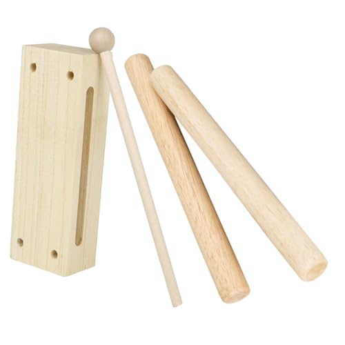 BESPORTBLE 1Satz Holz Rhythmusblock aus Buchenholz mit Schlägel und Trommelstöcken Schlaginstrument für Musikunterricht und Kreative Spielstunden Kompakt und Leicht von BESPORTBLE