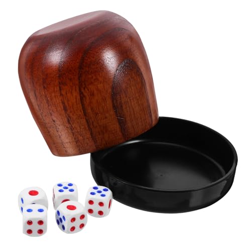BESPORTBLE 1Satz Holz Würfelbecher Set mit Würfeln Robuster Würfelhalter für Tischspiele und Familienfeiern Zubehör für Barunterhaltung und Ktv Spiele von BESPORTBLE