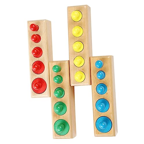 BESPORTBLE 1Satz Holz Zylinderspielzeug Interaktives Montessori Lernspielzeug Mit Knöpfen Für Formen Farben Und Koordination Für Frühkindliche Entwicklung von BESPORTBLE