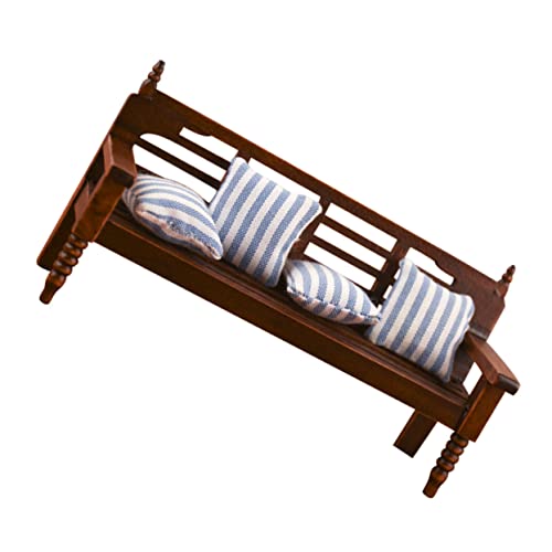 BESPORTBLE 1Satz Holzbank Sofa Mit Kissen Retro Puppenhaus Möbel Für Miniaturmöbel Handwerk Und Dekoration von BESPORTBLE