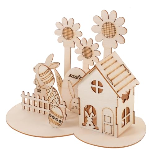 BESPORTBLE 1Satz Holzpuzzle Ostern DIY Puzzle Für Kreatives Montagespielzeug Mit Kaninchen Und Ostereiern Pädagogisches Holzspielzeug Für Osterparty von BESPORTBLE