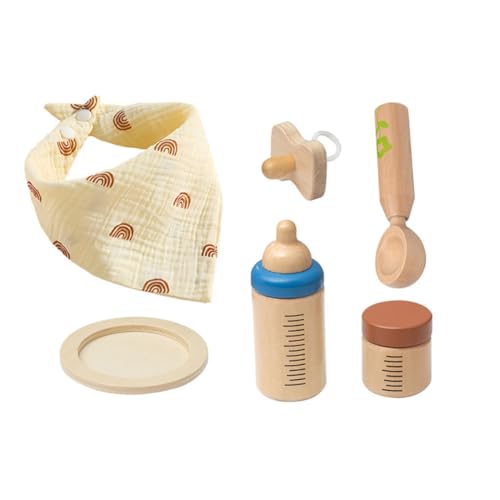 BESPORTBLE Holz Fütterung Set Pretend Für Kleinkinder Puppe Fütterung Sets Rolle-Spielen Spiel Spielzeug von BESPORTBLE