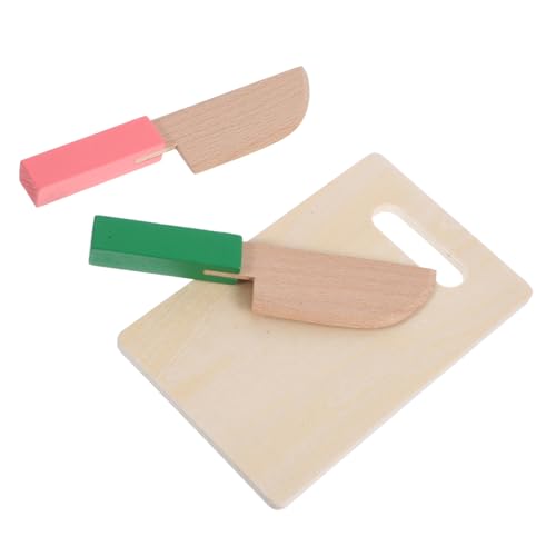 BESPORTBLE 1Satz Holzspielzeug Schneidebrett Mit Sicherem Holzmesser Für Küchen Für Kreatives Abgerundete Kanten Langlebiges Material Für Kleinkinder von BESPORTBLE