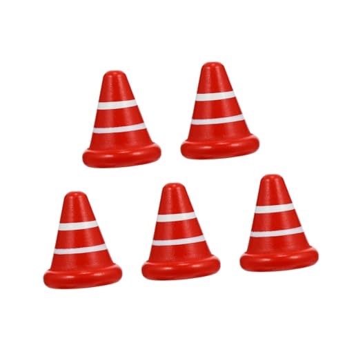 BESPORTBLE 1Satz Holzstraßenkegel Praktische Verkehrszeichen für Rollenspiele Realistisches Design Rot für Kreative Lernspiele und Verkehrserziehung von BESPORTBLE
