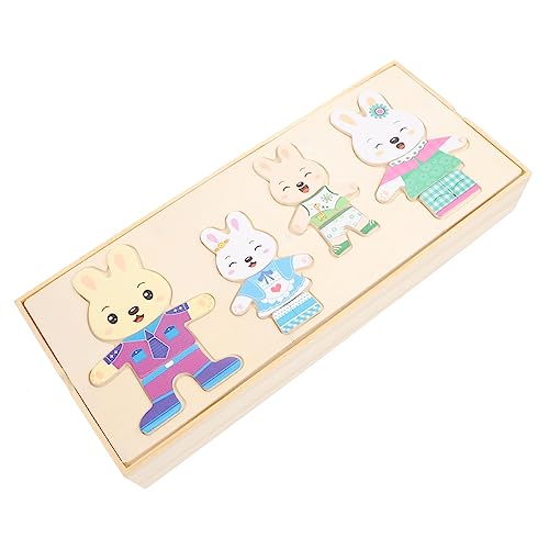 BESPORTBLE 1Satz Holztierrätsel Kreatives Kleidungswechsel Puzzle für Pädagogisches aus Holz Fördert Fantasie und Hand Augen Koordination für Jungen und Mädchen von BESPORTBLE