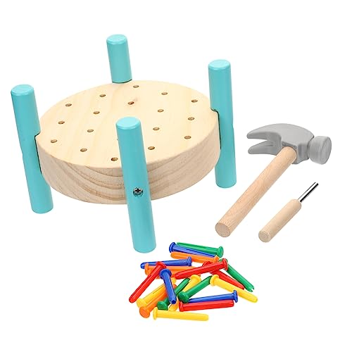 BESPORTBLE 1Satz Holzwerkbank Spielzeugset Für Bunter Holzspielzeughammer Und Pounding Hammer Für Kreative Spielstunden Montessori Lernspielzeug Motorik von BESPORTBLE