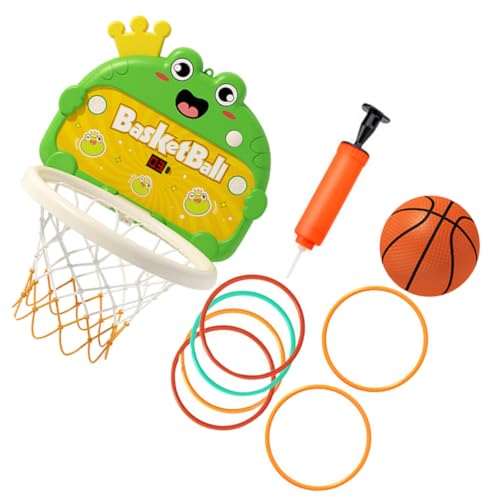 BESPORTBLE 1Satz Indoor Basketballkorb Set Für Wandmontierter Basketballständer Mit Basketball Pumpe Und Aufhängern Spaßspielzeug Für Drinnen Froggendesign von BESPORTBLE