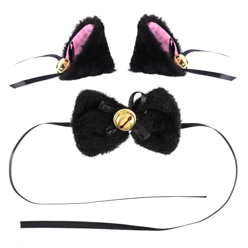 BESPORTBLE 1Satz Katzenohren Haarnadeln Bogenknoten Nackenkette Mit Glocken Plüsch Haarschmuck Für Kreative Frisuren Stylische Für Partys von BESPORTBLE