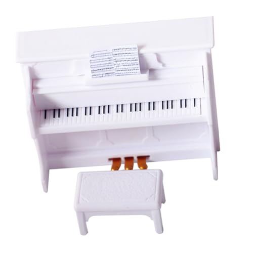 BESPORTBLE 1Satz Klavier Mit Klavierhocker Puppenhaus Zubehör Für Kreative Szenen Und Fotografie Weißes Mini Klavier Für Mini Dekoration Und Mikromodellzubehör von BESPORTBLE