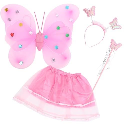 BESPORTBLE 1Satz Kostüm Für Schmetterlingsflügel Rock Stirnband Und Karneval Halloween Und Kostümpartys Pinkes Für Kleine von BESPORTBLE