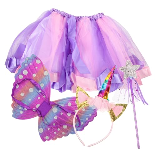 BESPORTBLE 1Satz Kostümset Mit Tüllrock Feenflügeln Stirnband Zauberstab Für Karneval Cosplay Bühnenauftritte Fantasievolles Outfit Für Kleine Prinzessinnen von BESPORTBLE